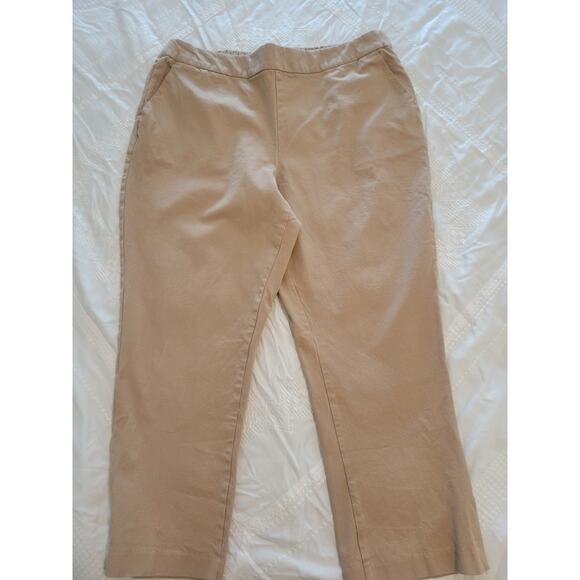Isaac Mizrahi Size 16 Khaki Stretch Straight Leg Crop Pant A675363 NWOT - Picture 2 of 12